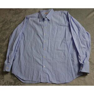 Ensy Shirt Men's 3XL Blue White Striped Button Up Long Sleeve Collared Workwear